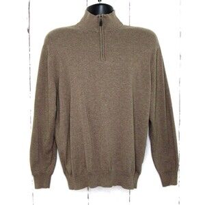Jos A. Bank Traveler Men's 1/4 Zip Pullover Sweater Pima Cotton Brown Size XXL